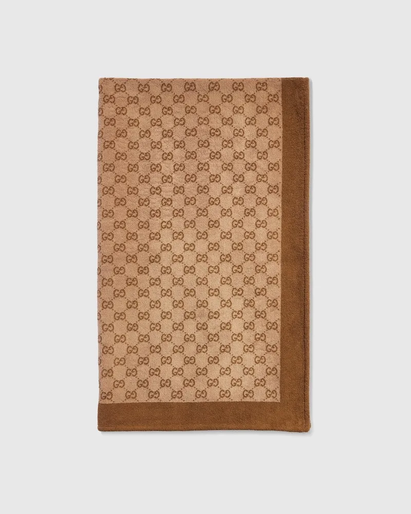 Gucci Serviette En Tissu Éponge En Coton GG Marron