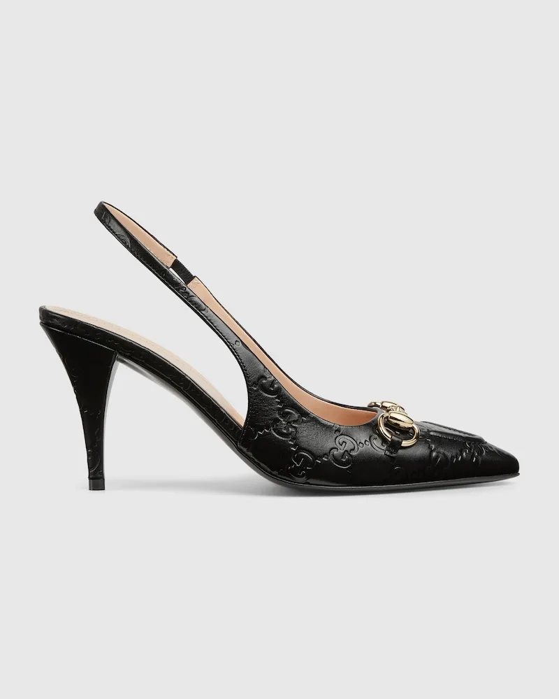 Gucci Damenpumps Mit Fersenriemchen Und Horsebit, Größe Schwarz