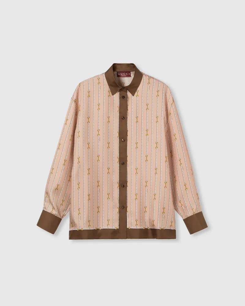 Gucci Bluse aus Seidentwill Mit Print, Größe Pink