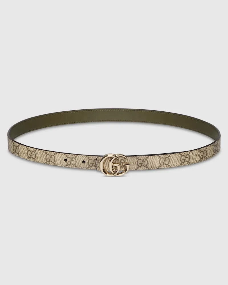Gucci Schmaler, Wendbarer GG Marmont Gürtel, Größe 95 Beige