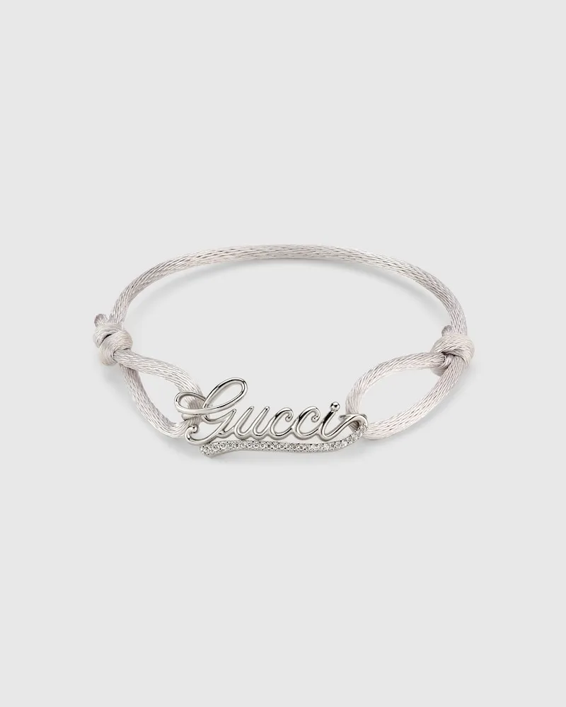 Gucci Schriftzug Kordelarmband mit Kristallen Undefined