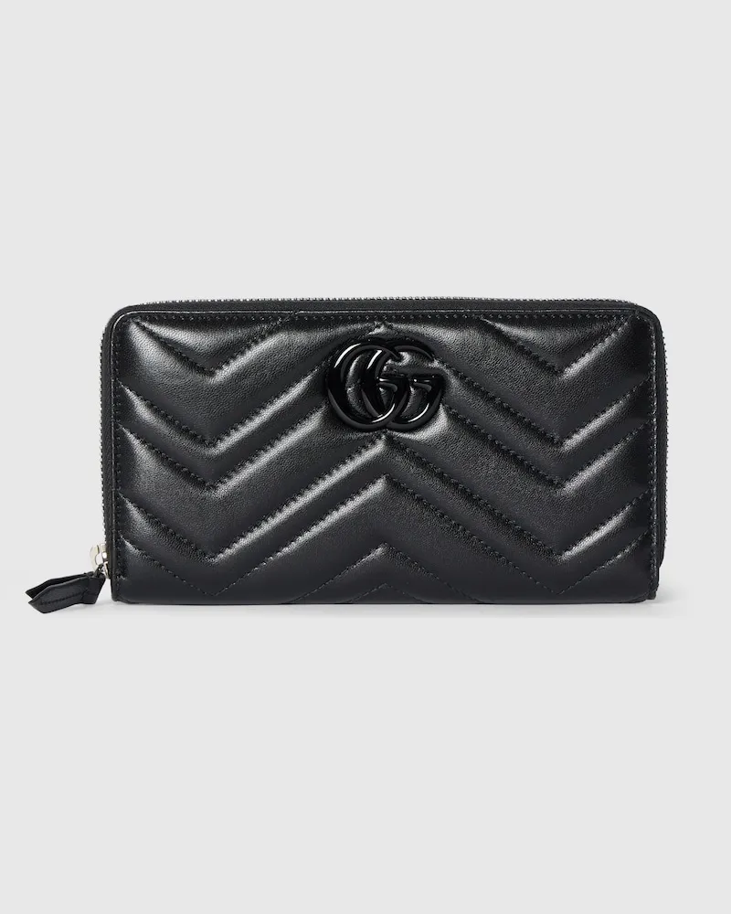 Gucci GG Marmont Brieftasche mit Rundumreißverschluss Schwarz