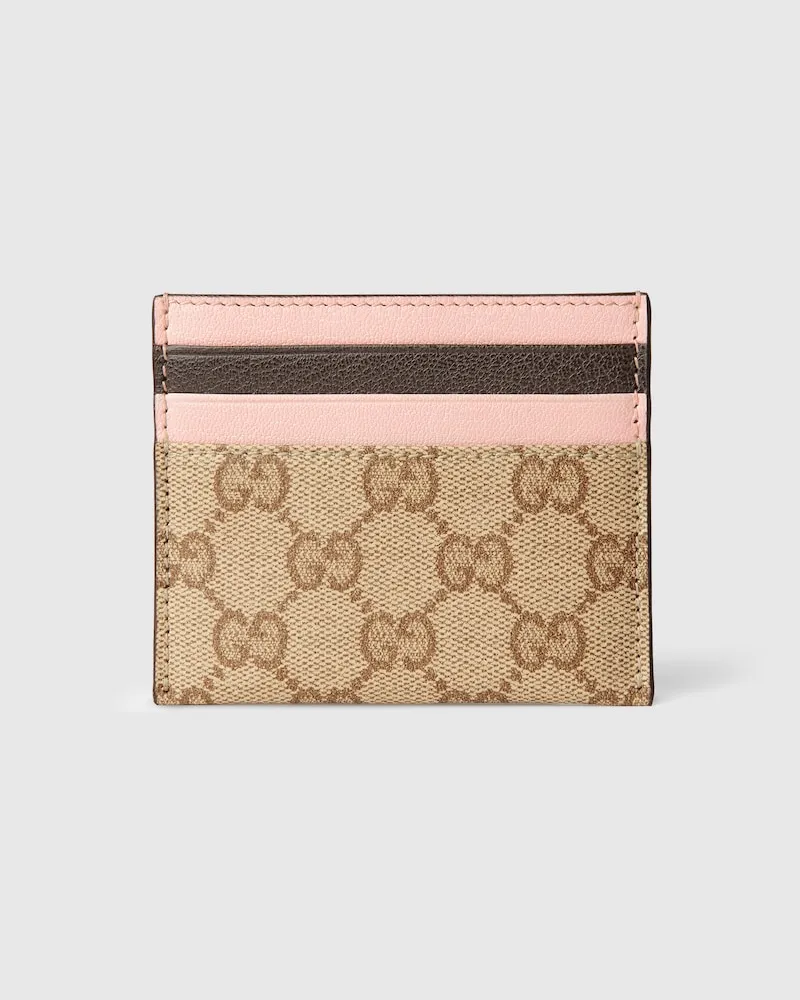 Gucci Kartenetui mit Reißverschluss Und Mehrfarbigen Fächern Beige