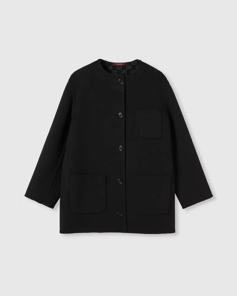 Gucci Wendbare Jacke aus Wolle Und Seide, Größe Schwarz