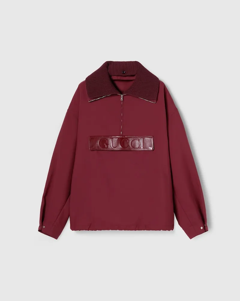 Gucci Bomberjacke aus Gabardine Mit Prägung, Größe Bordeauxrot