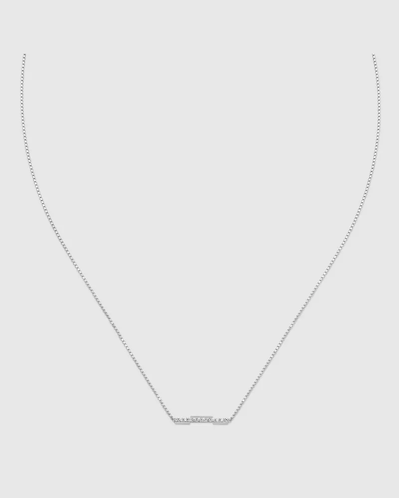 Gucci Link To Love Halskette Diamanten 18k Gold Weißgold