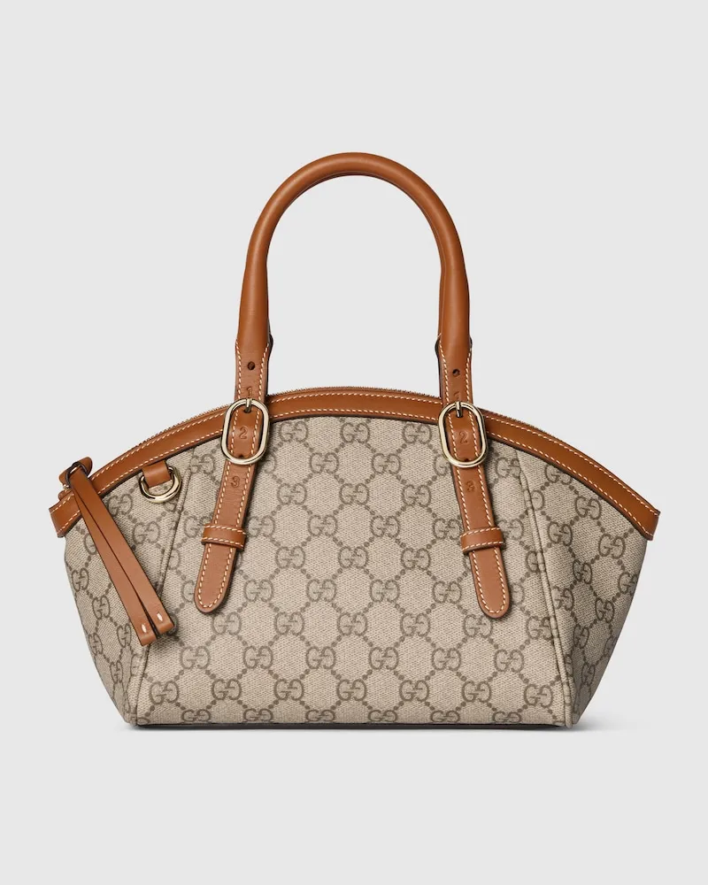 Gucci Kleine GG Emblem Henkeltasche Beige