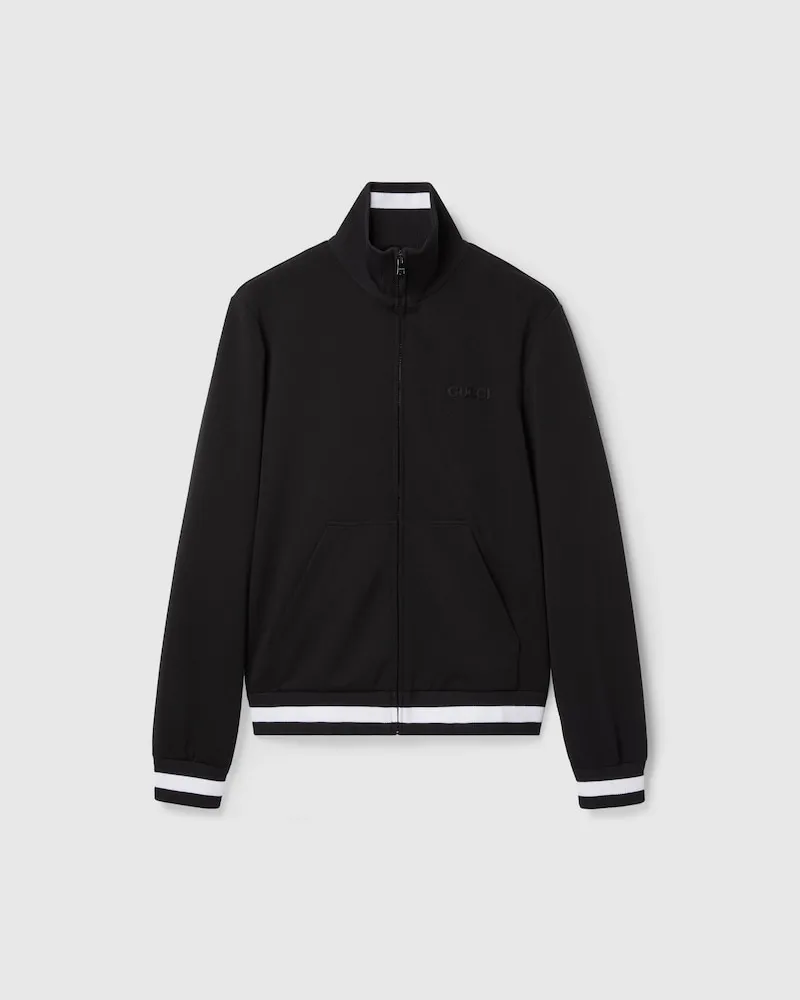 Gucci Jacke aus Technischem Jersey Mit Reißverschluss, Größe Schwarz
