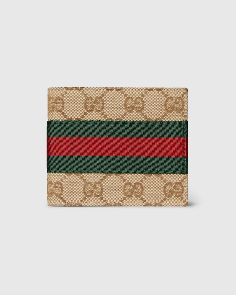 Gucci Faltbrieftasche mit Web Beige