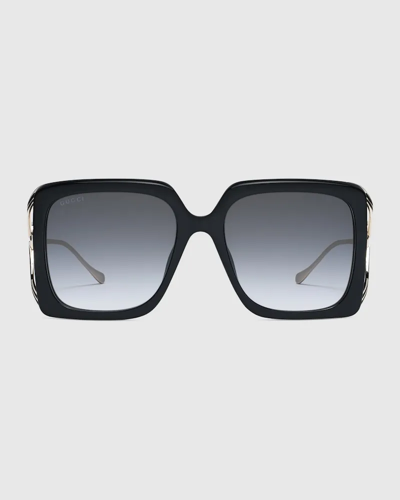 Gucci Übergroße, Rechteckige Sonnenbrille Schwarz