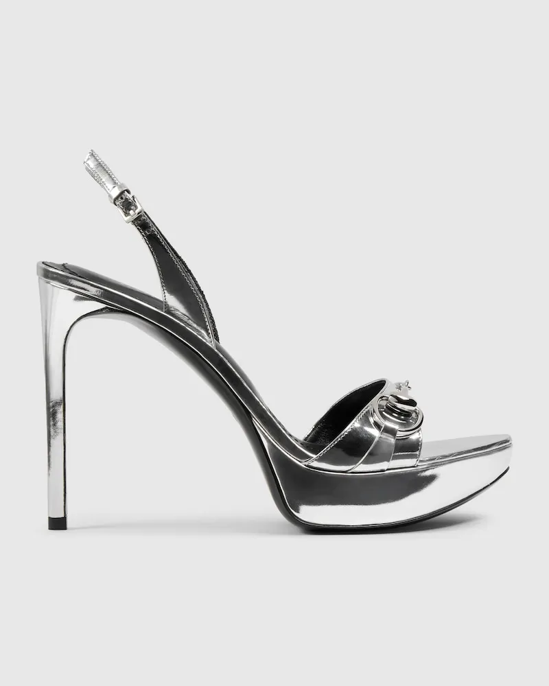 Gucci Damen Donna Sandale mit Plateausohle Silver