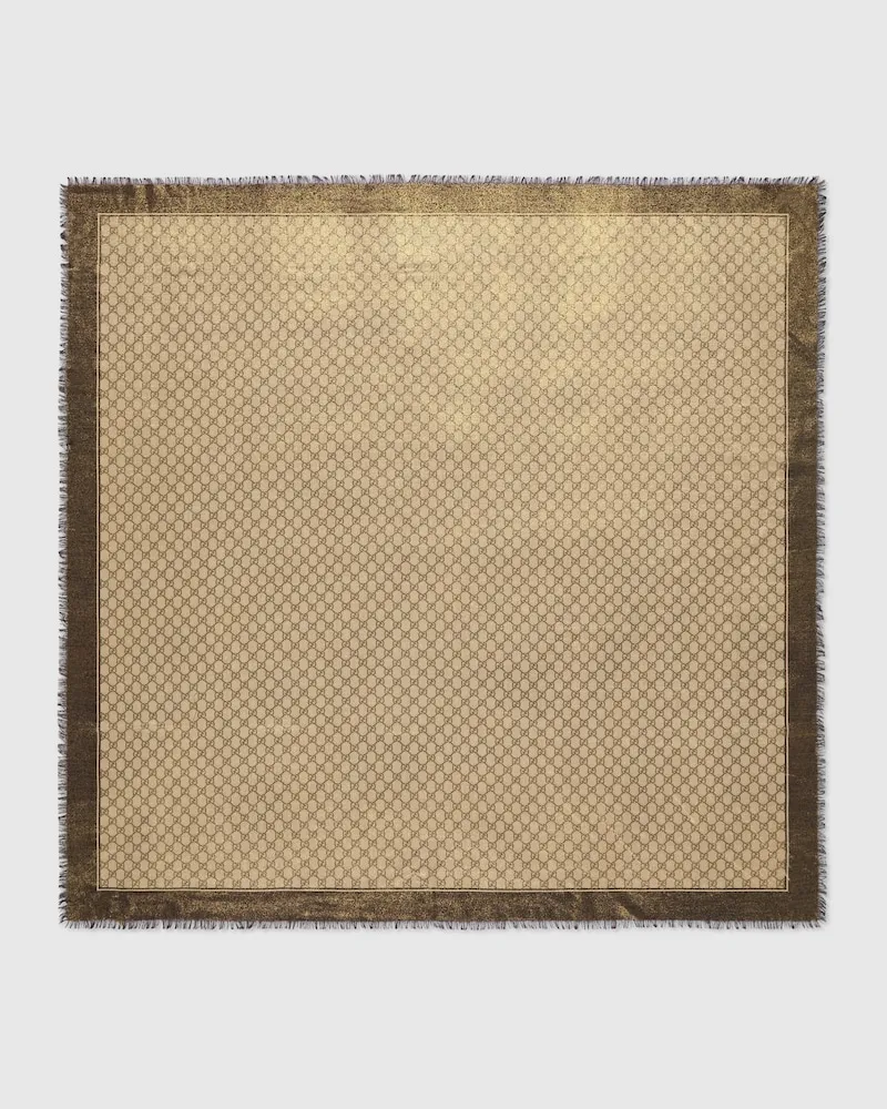 Gucci Halstuch aus Glänzendem GG Wolljacquard Beige
