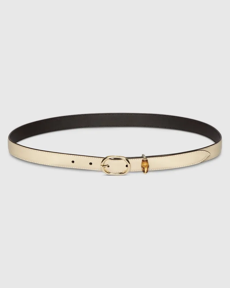 Gucci Schmaler Gürtel Mit Ovaler Schnalle, Größe 95 Beige