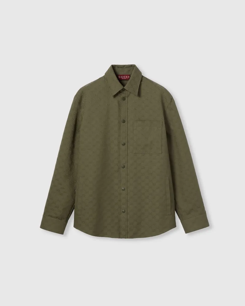Gucci Hemd aus GG Canvas, Größe Grün