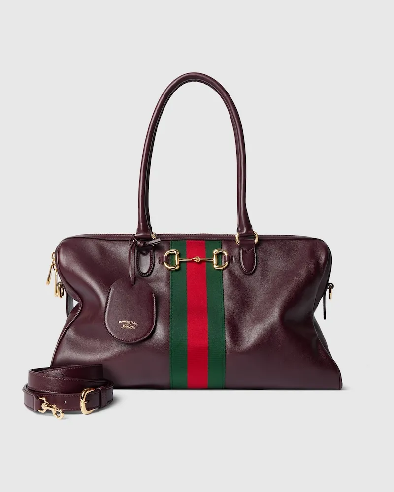 Gucci Große Borsetto Boston Bag Bordeauxrot