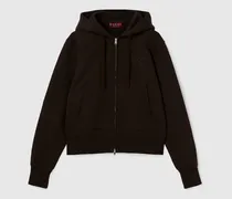 Sweatshirt aus Gebürstetem Baumwolljersey Mit RV, Größe