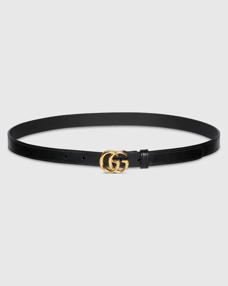 Gucci GG Marmont Gürtel aus Leder Mit Glänzender Schnalle, Größe 95 Schwarz