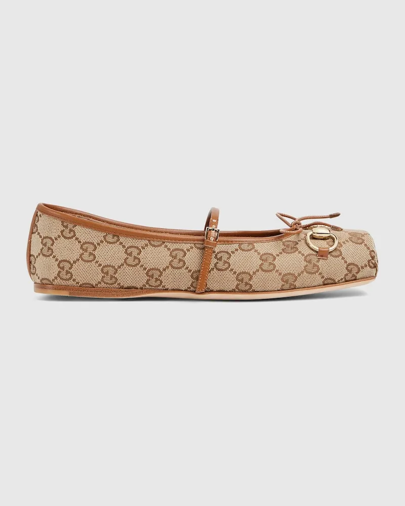 Gucci Horsebit Damenballerina, Größe Beige