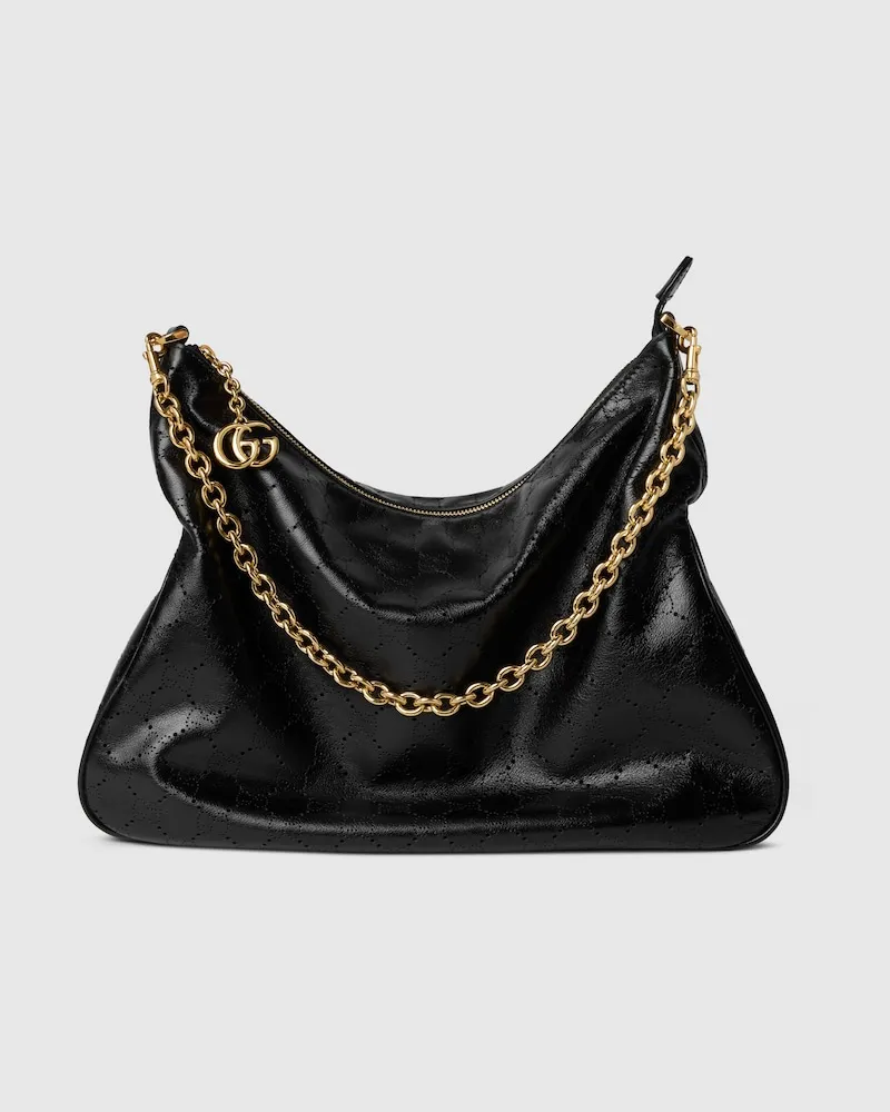 Gucci Mittelgroße Lady Lunetta Chain Schultertasche Schwarz