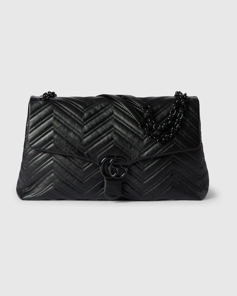 Gucci Große GG Marmont Schultertasche Schwarz