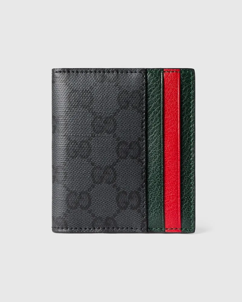 Gucci Faltbrieftasche mit Web-Kartenfächern Schwarz