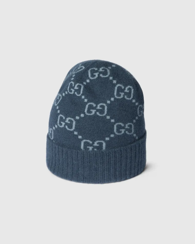 Gucci Mütze aus GG Kaschmir, Größe Blau