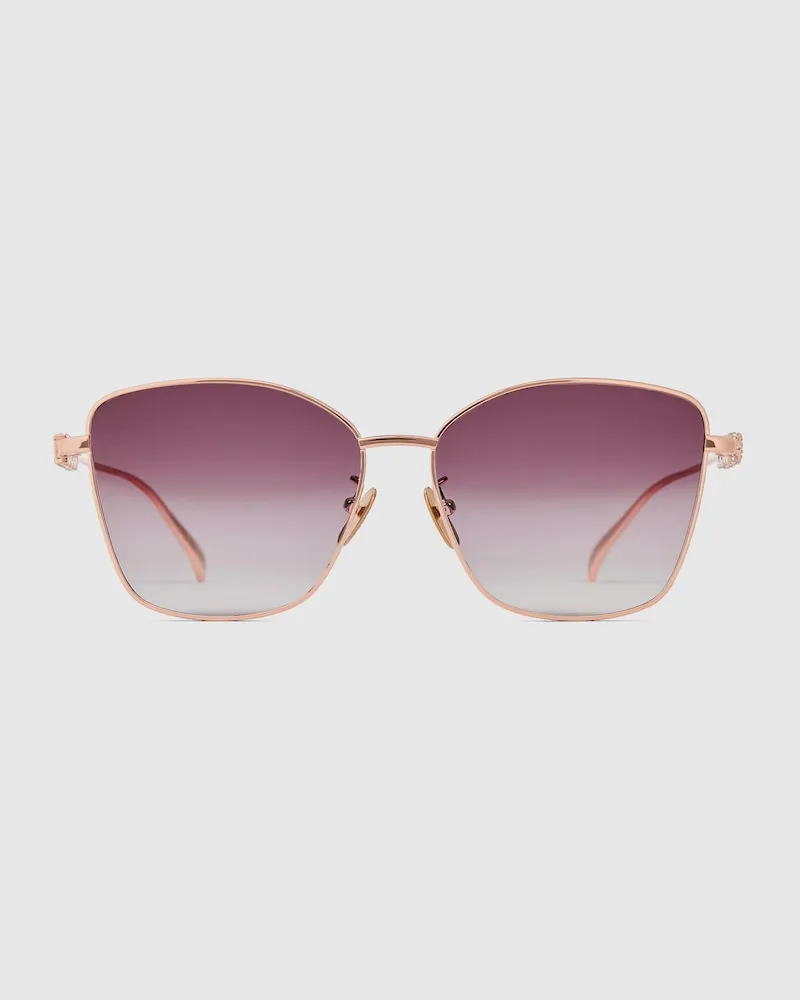 Gucci Sonnenbrille In Schmetterlingsform Mit Tiefem Nasensteg Gold