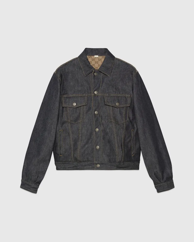 Gucci Wendbare Jacke aus GG Denim, Größe Blau