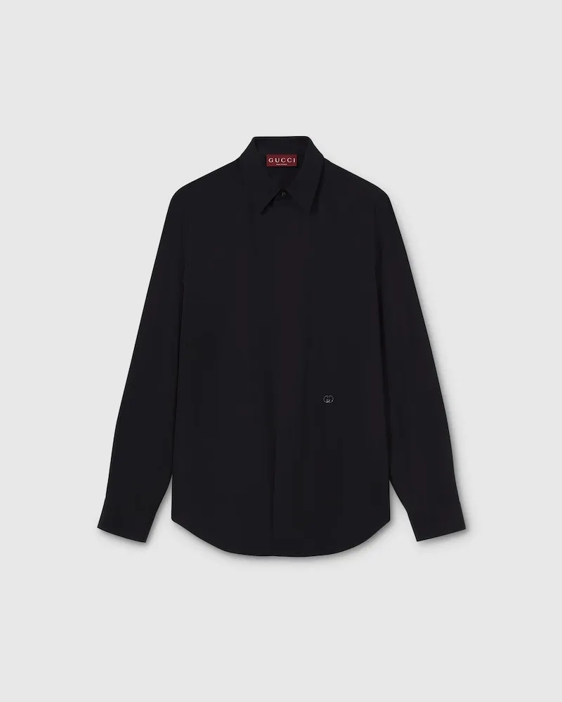 Gucci Hemd aus Stückgefärbtem Popeline, Größe Schwarz