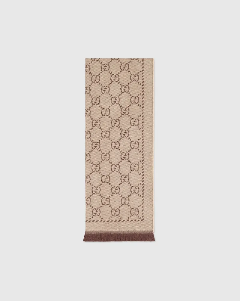Gucci Schal aus GG Wolle Beige