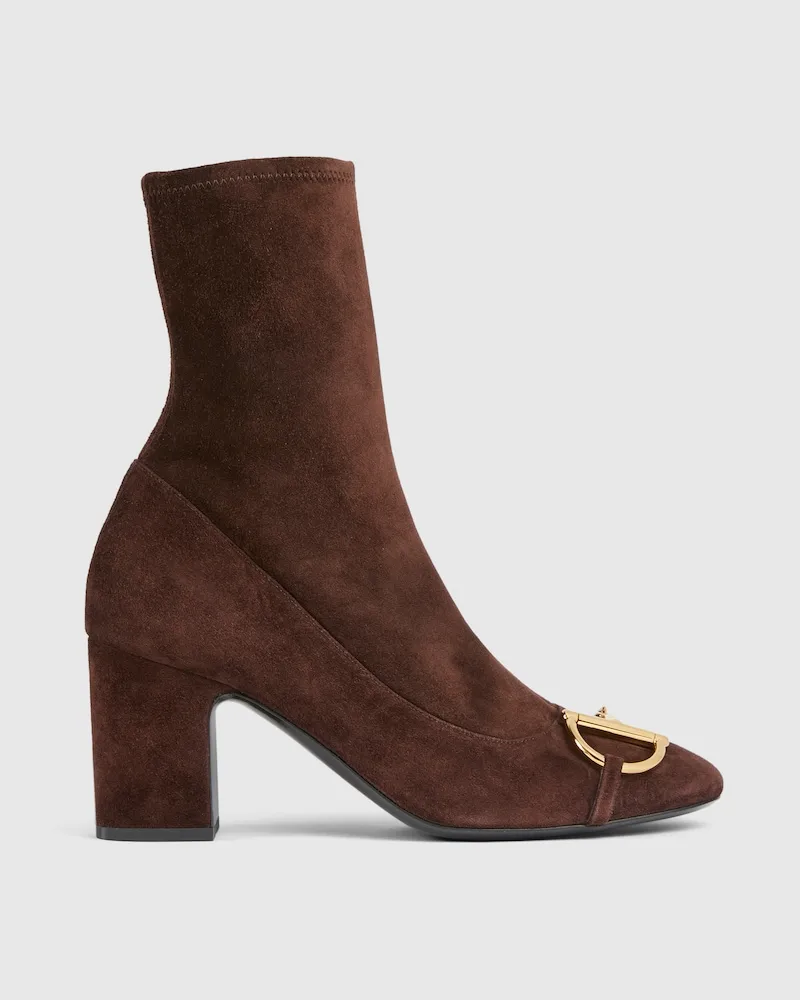 Gucci Damenstiefelette Mit Halbem Horsebit, Größe Braun