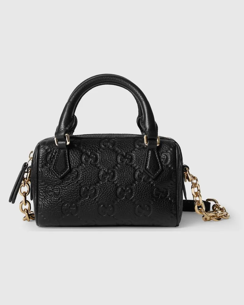 Gucci GG Emblem Mini Boston Bag Schwarz