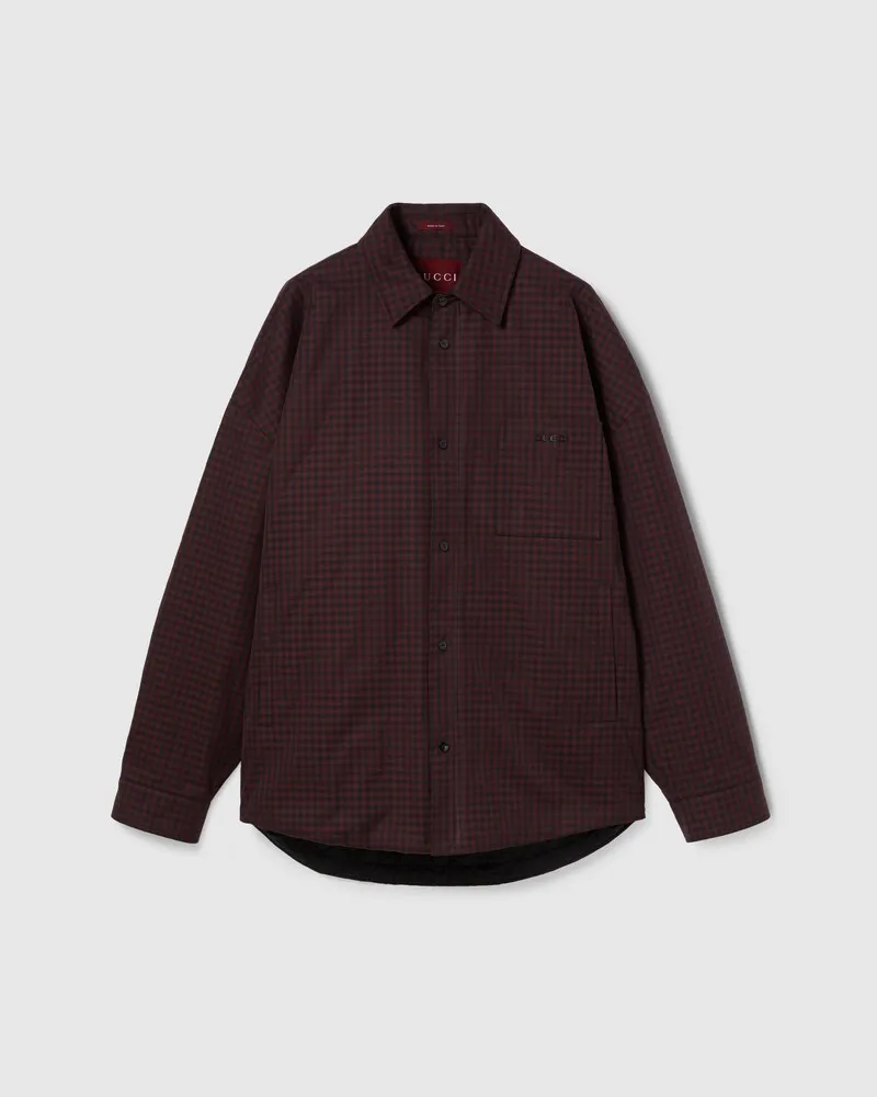 Gucci Wattierte Jacke aus Baumwolle Mit Vichykaro, Größe Schwarz