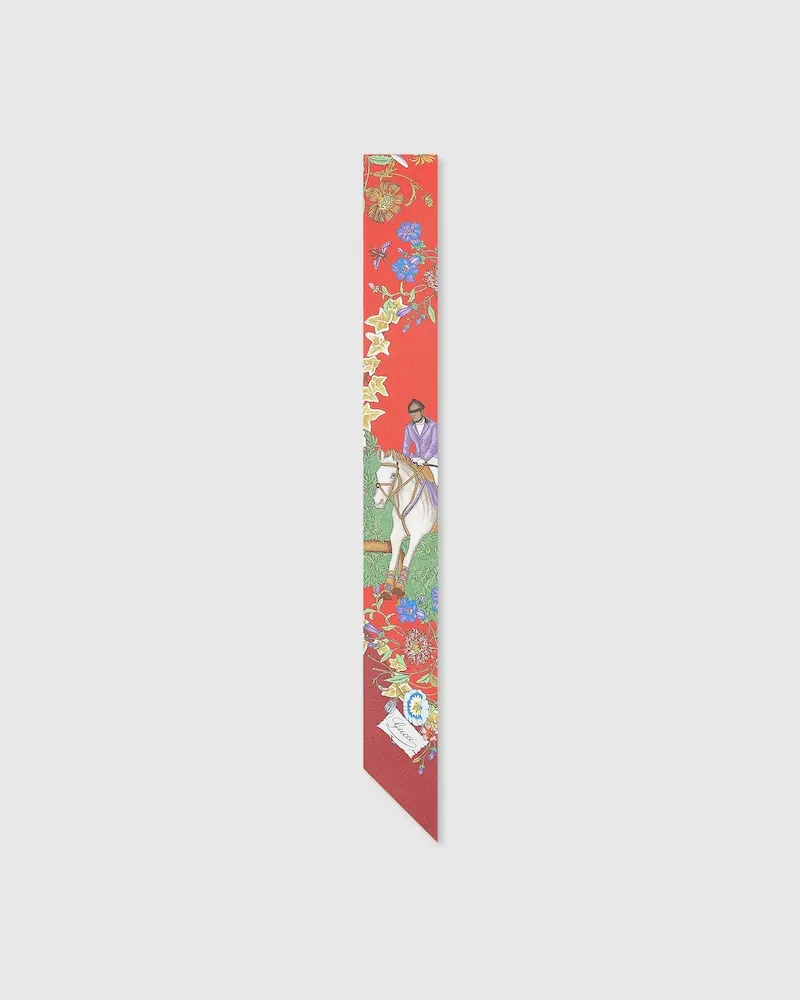Gucci Band aus Seide Mit Durchgehendem Blumen-Print Bordeauxrot