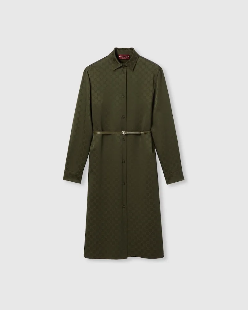 Gucci Hemdkleid aus GG Satin, Größe Grün