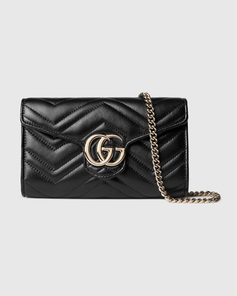 Gucci GG Marmont Brieftasche mit Kettenriemen Schwarz