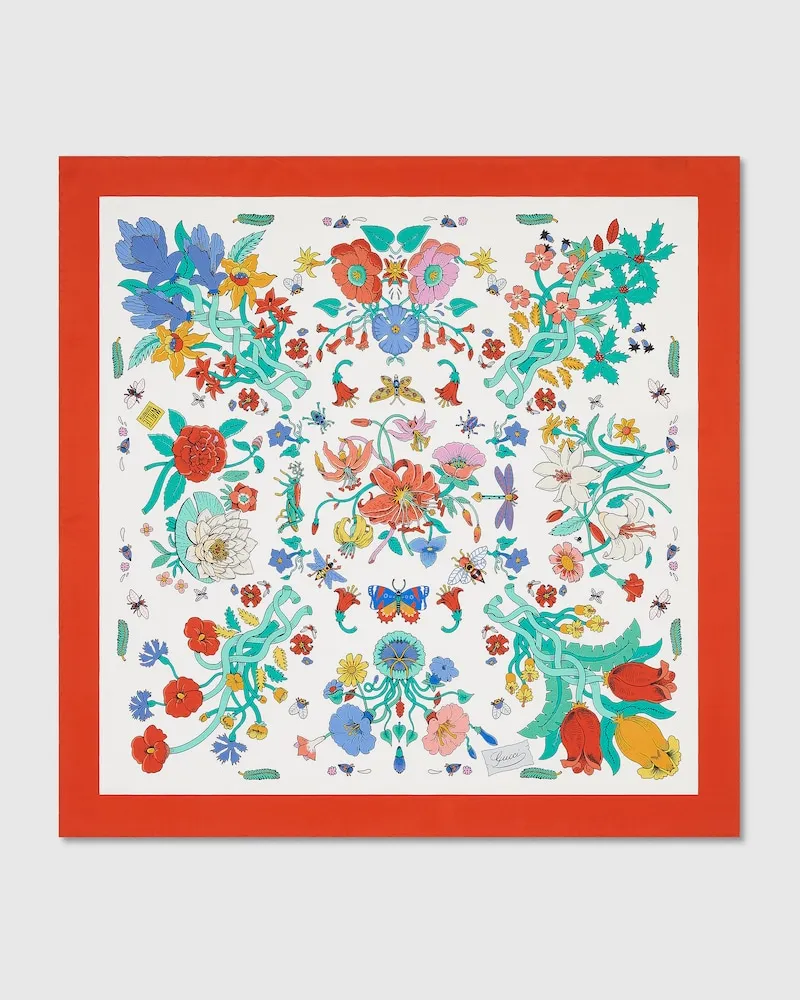 Gucci Vierecktuch aus Seide Mit Print, 90 x 90 Projekt Rot