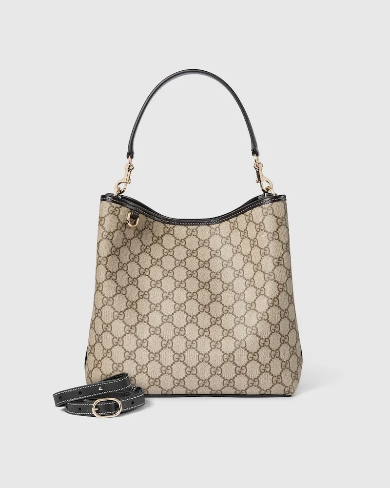 Gucci Mittelgroße GG Emblem Bucket Bag Beige