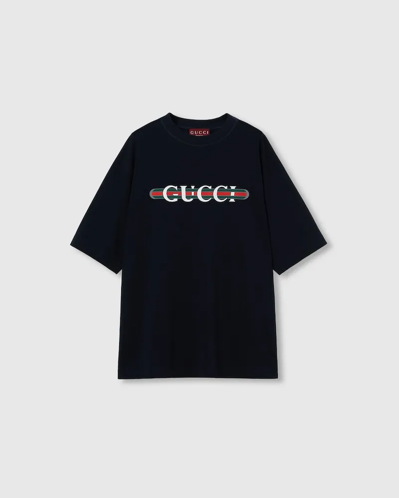 Gucci T-Shirt aus Baumwolljersey Mit Print, Größe Blau