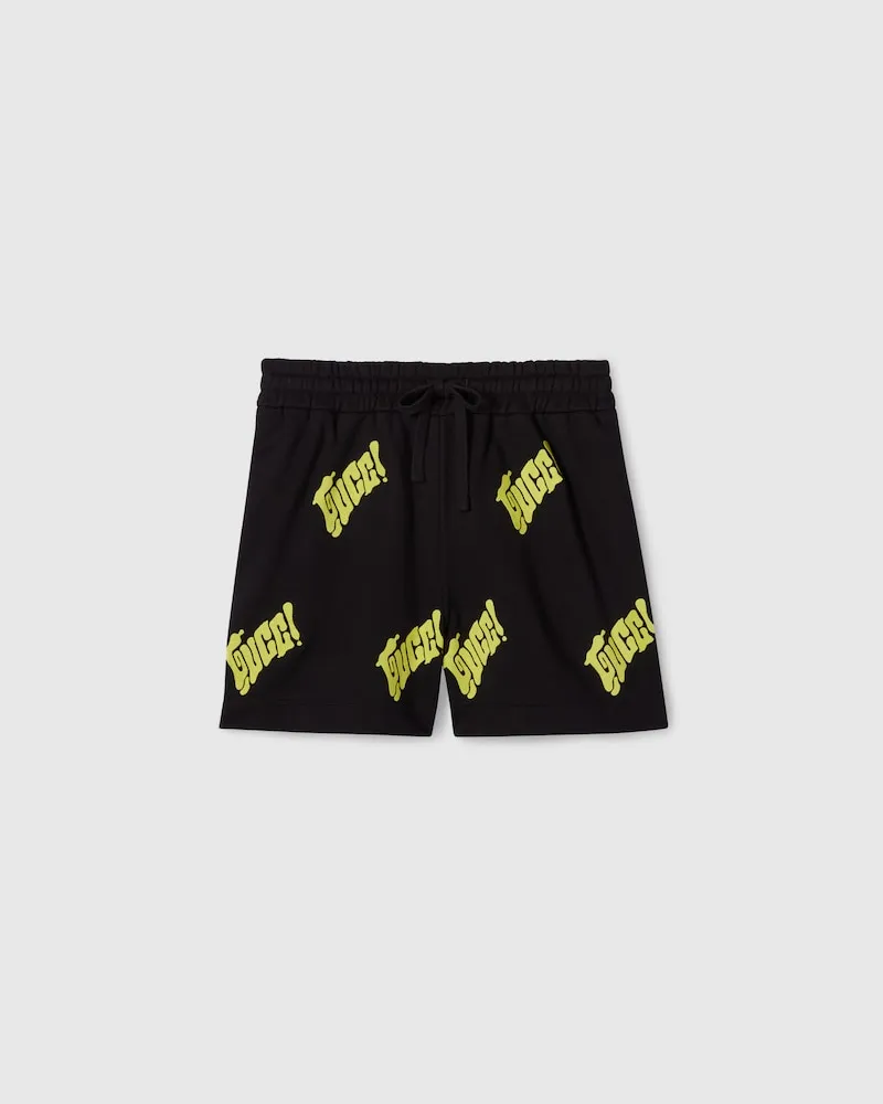 Gucci Shorts aus Baumwolljersey Mit Stickerei, Größe Schwarz