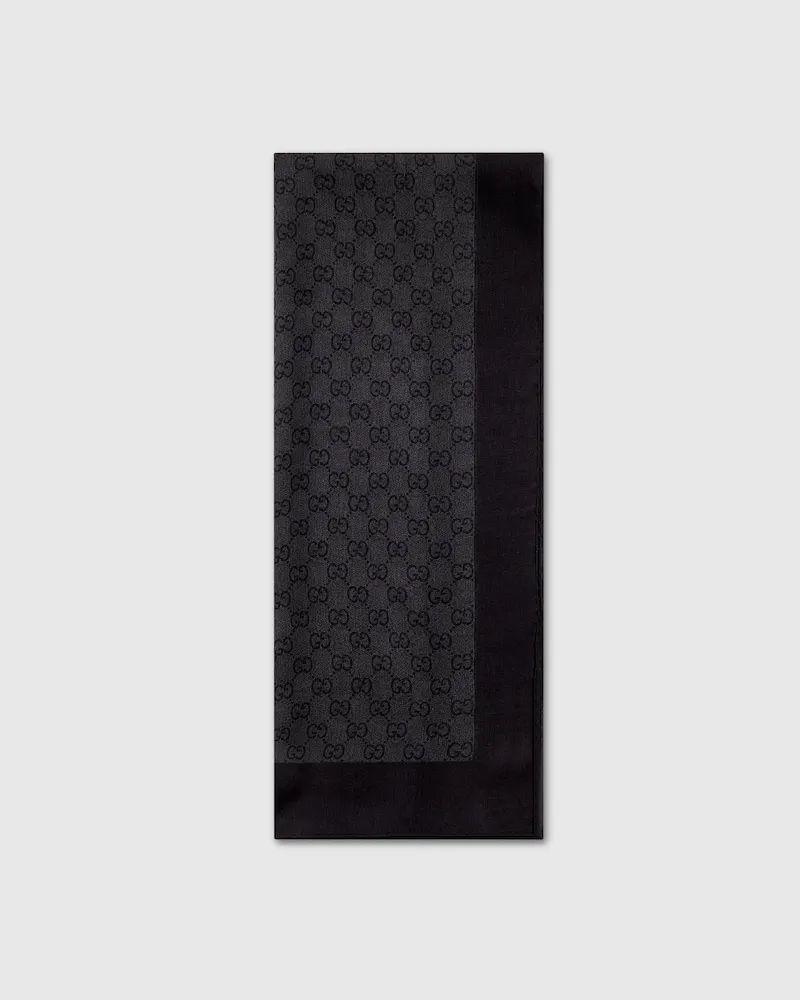 Gucci Étole En Mousseline De Soie Imprimée Noir