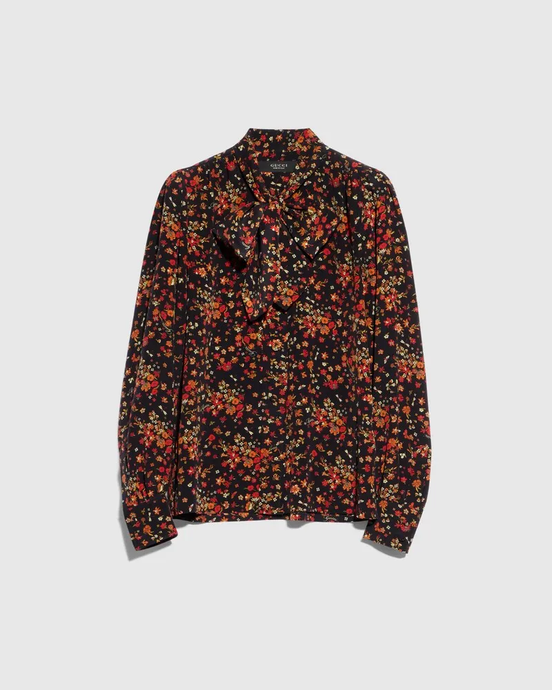 Gucci Bluse aus Seide mit Print, Größe Schwarz