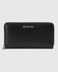 Gucci Brieftasche Mit Schriftzug Schwarz