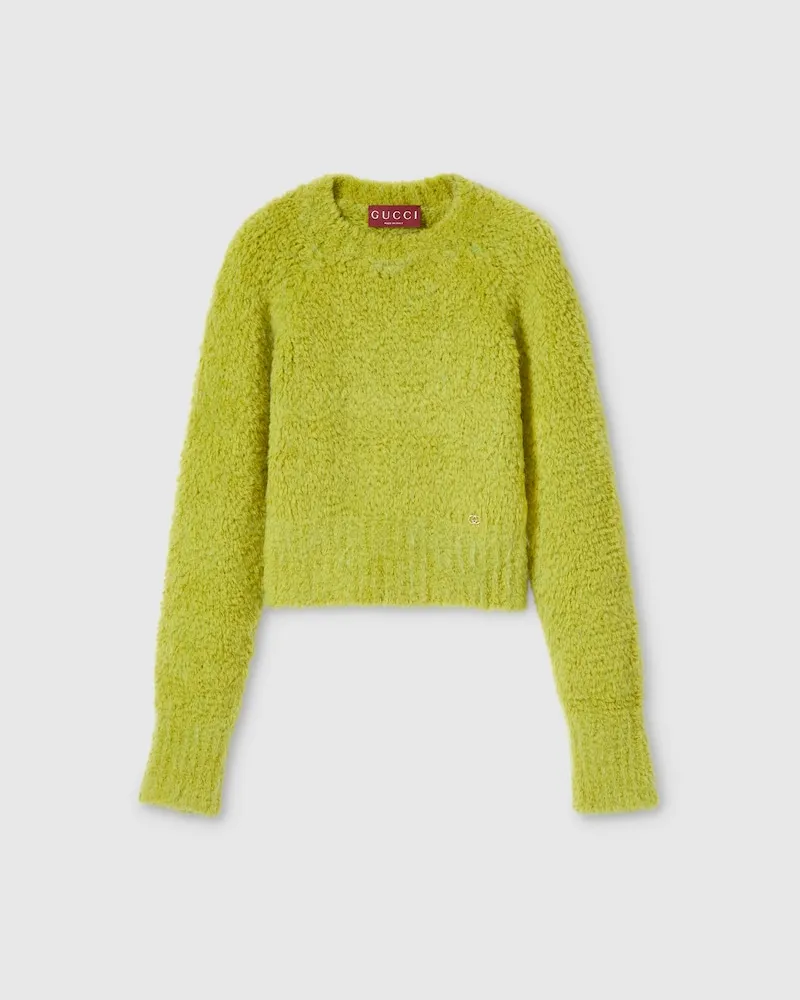 Gucci Pullover aus Gebürsteter Woll-Mohair-Mischung, Größe Grün