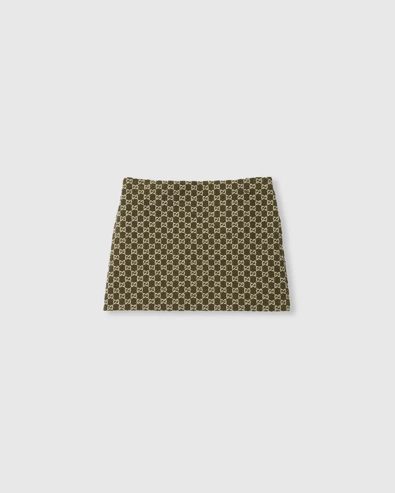 Gucci Minirock aus GG Baumwollbouclé, Größe Grün