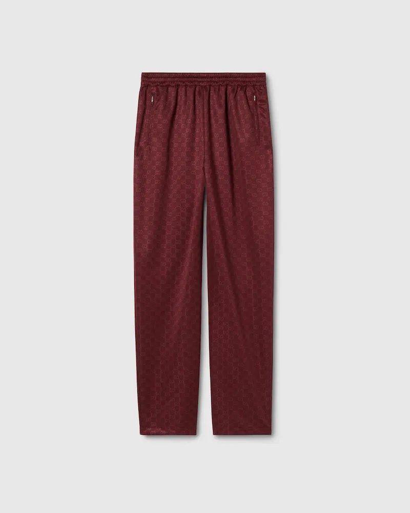 Gucci Freizeithose aus GG Jersey-Jacquard, Größe Bordeauxrot