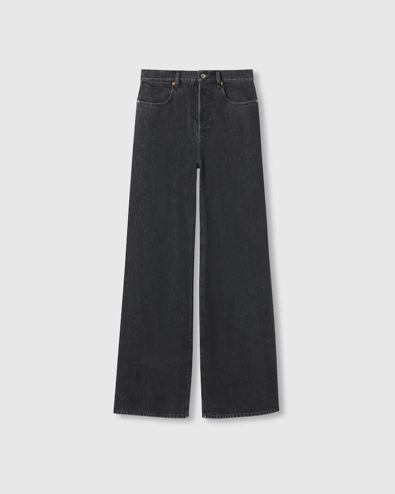 Gucci Hose aus Denim Mit Weitem Bein, Größe Schwarz