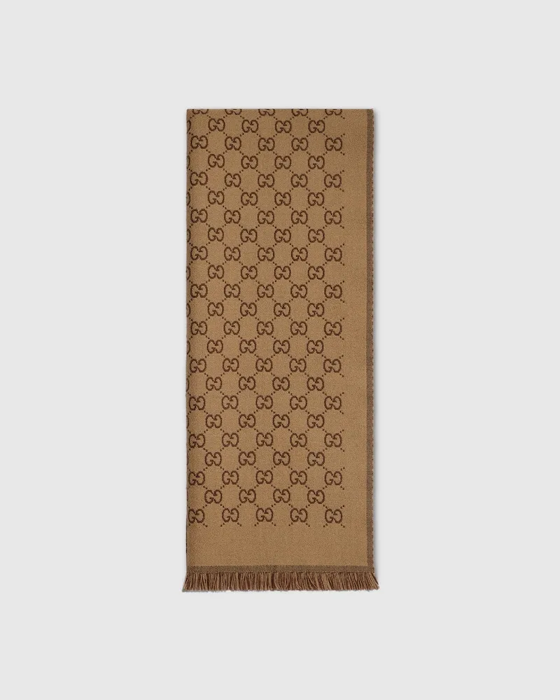 Gucci Wendbarer Schal aus Wolle Beige