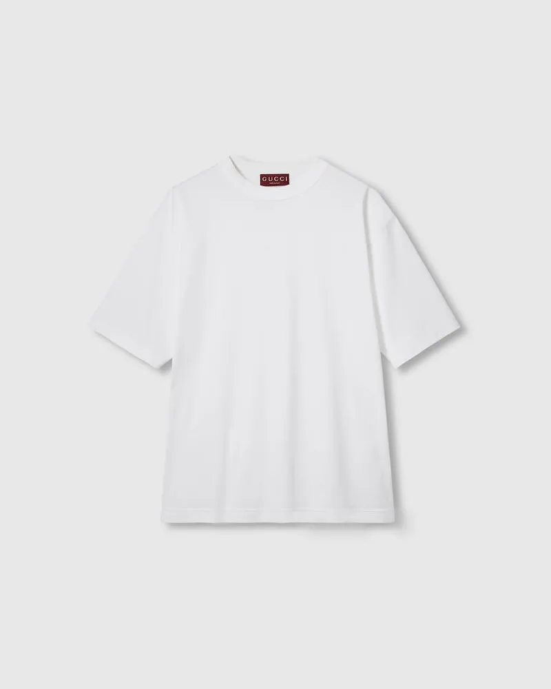 Gucci T-Shirt aus Baumwolljersey Mit Stickerei, Größe Weiß