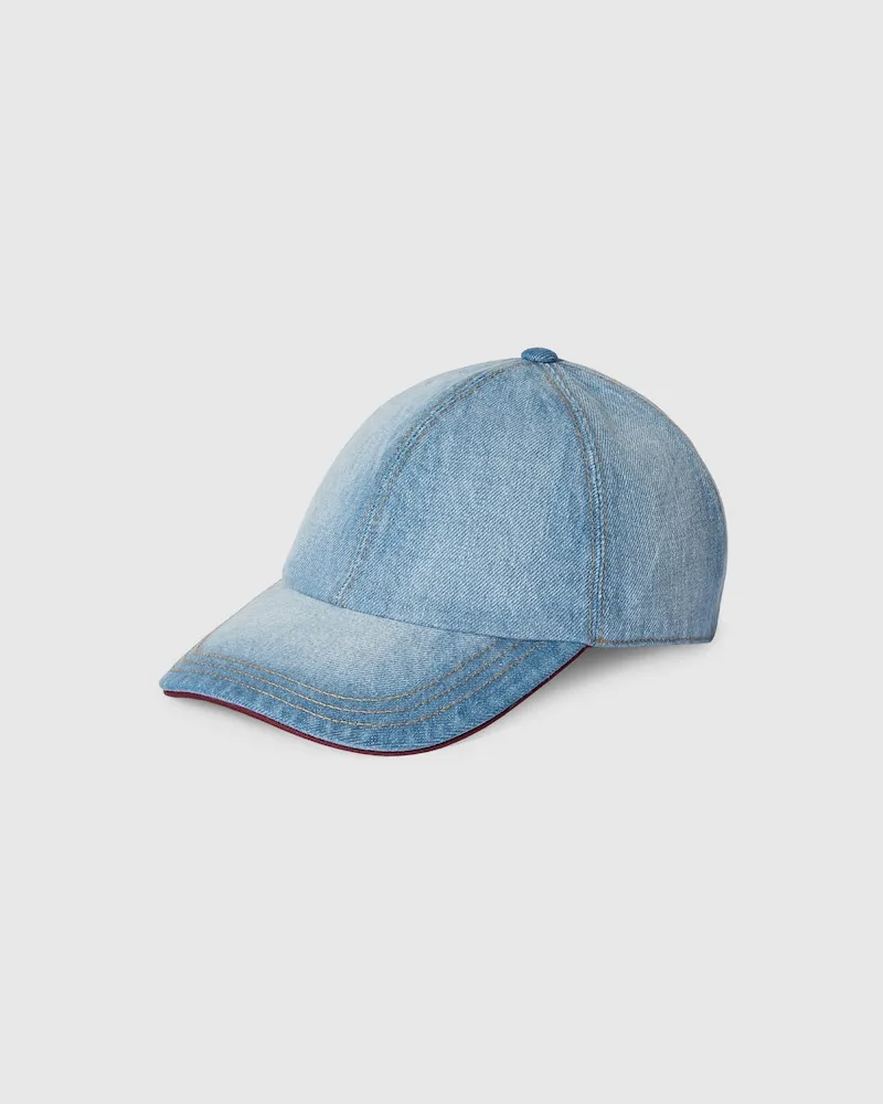 Gucci Baseballkappe aus Denim Mit Doppel G, Größe Blau
